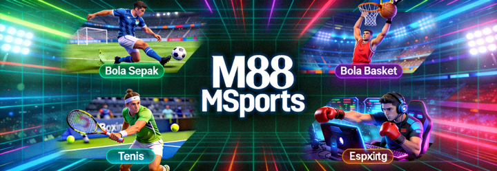 Animasi menunjukkan berbagai jenis olahraga yang tersedia di platform taruhan M88 MSports