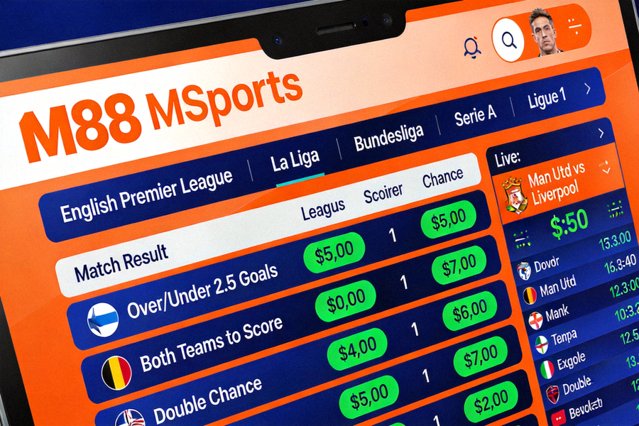 Tampilan halaman taruhan sepak bola di M88 MSports dengan berbagai liga dan pasar taruhan