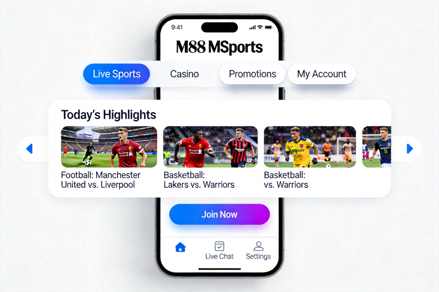 Tampilan versi mobile M88 MSports yang responsif dan mudah digunakan di smartphone